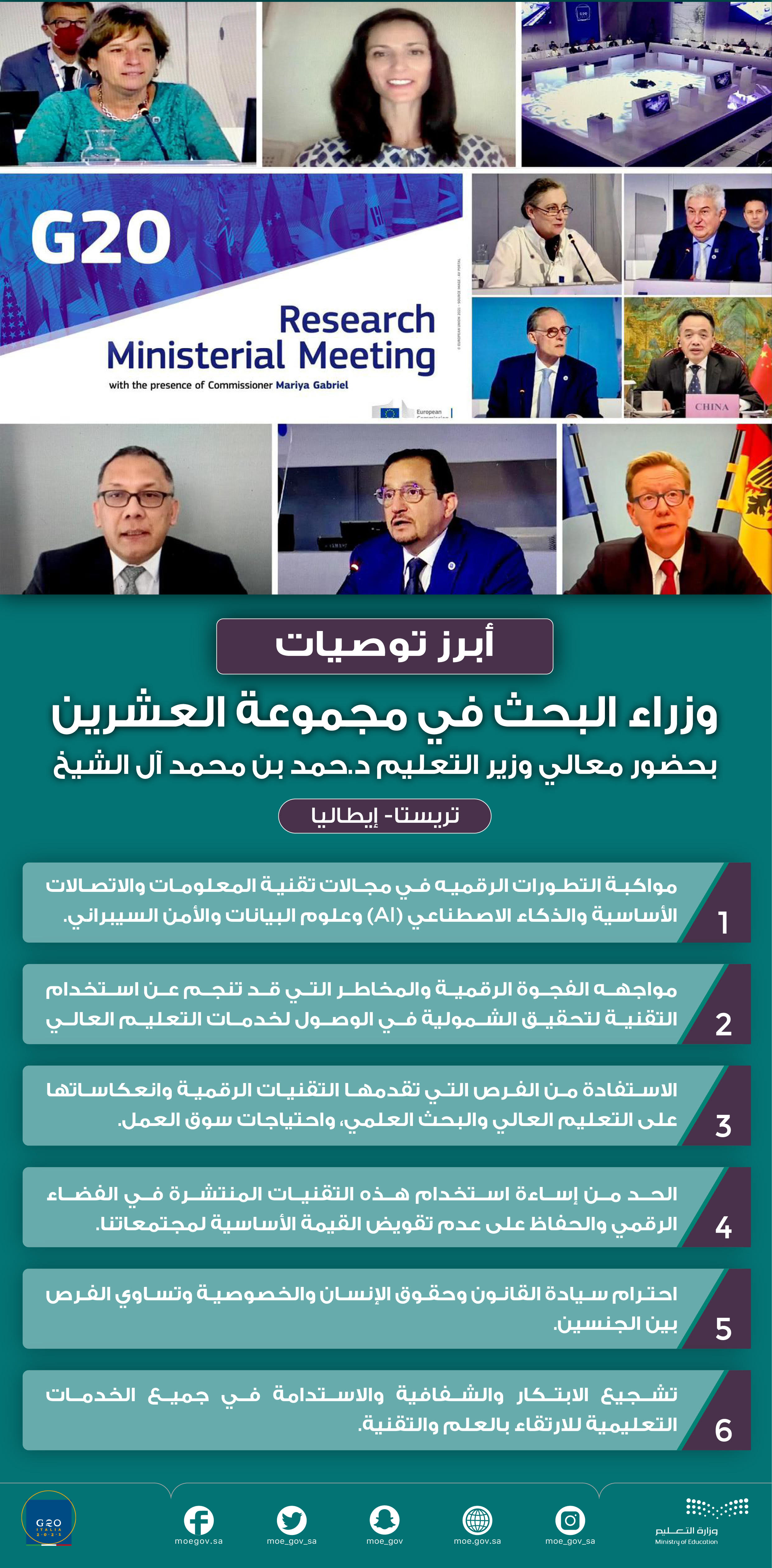 The G20 Research Ministers conclude their meeting and stress the importance of enhancing technology to prepare the workforces